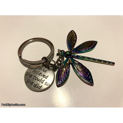 Vintage Multicolored Dragonfly Keychain