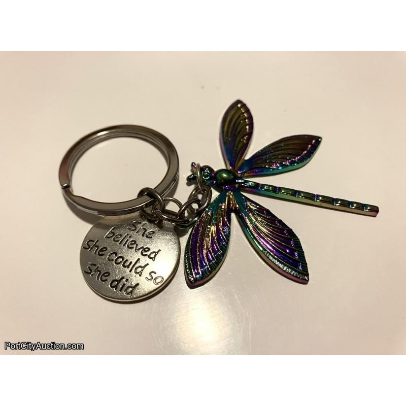 Vintage Multicolored Dragonfly Keychain