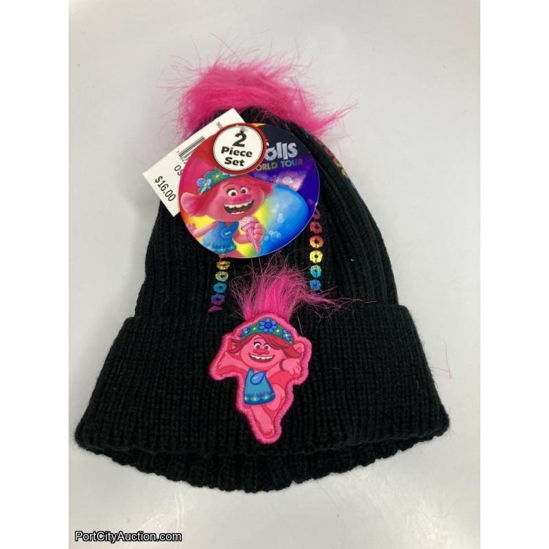 Kids Trolls Hat & Gloves Black OSFM