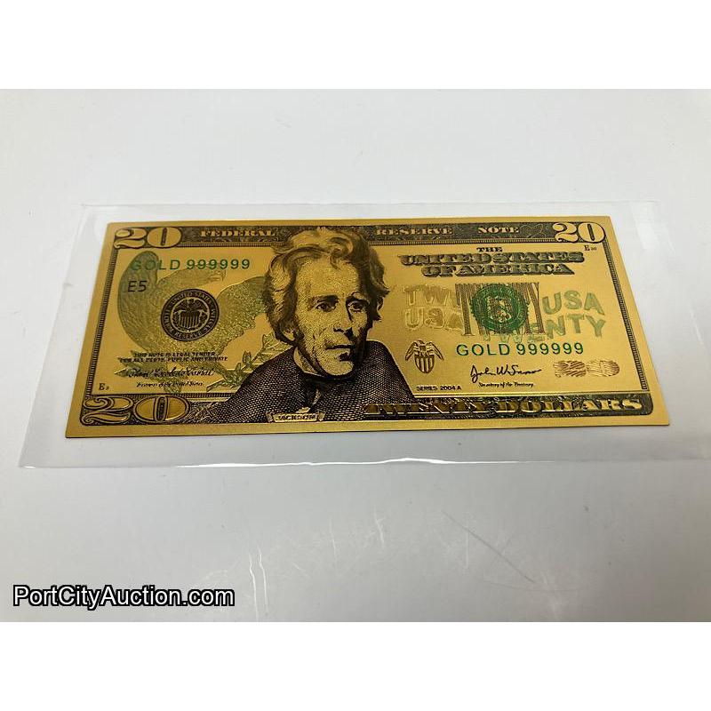 Golden Foil $20 Bill Collectible Replica Bank Note