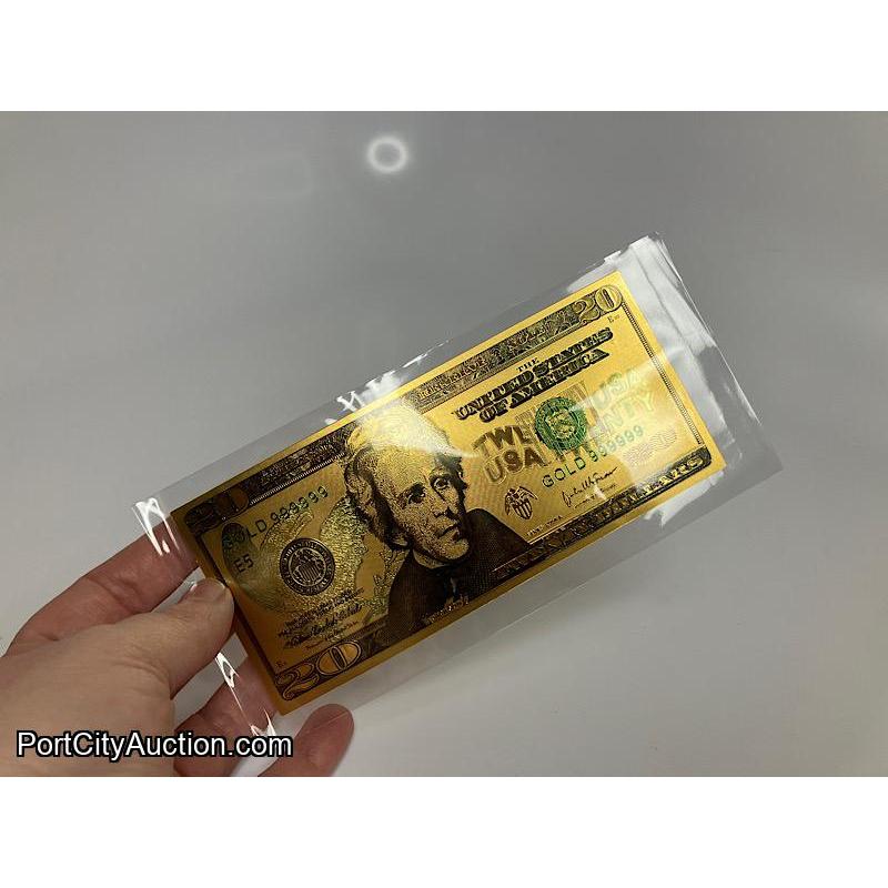 Golden Foil $20 Bill Collectible Replica Bank Note