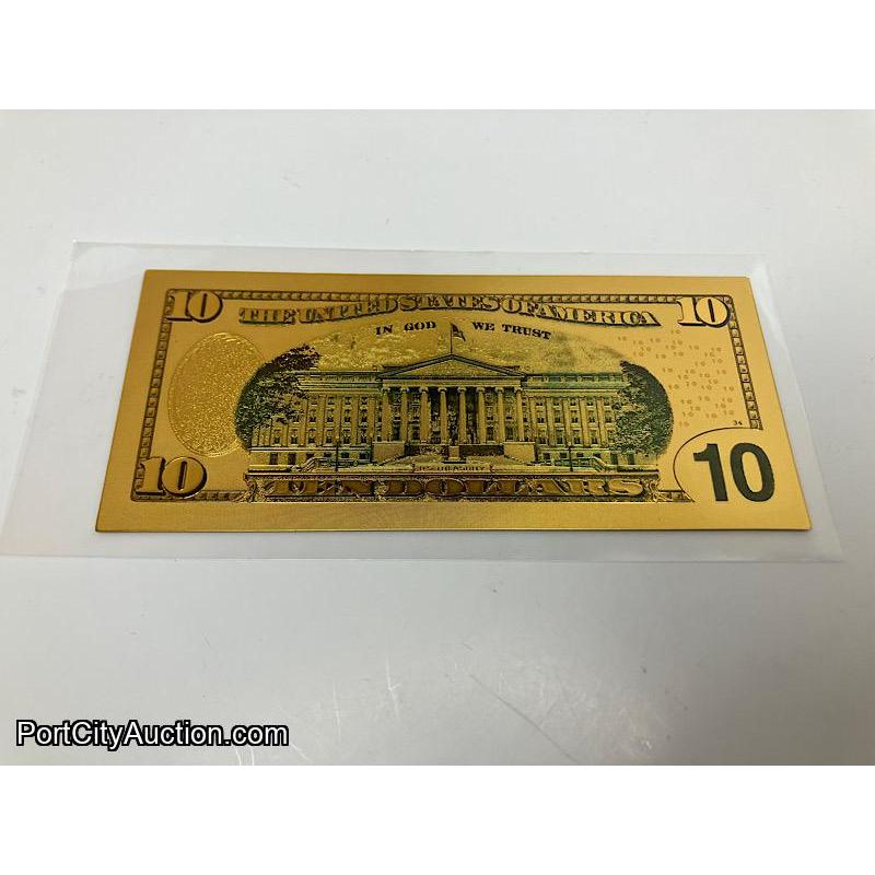 Golden Foil $10 Bill Collectible Replica Bank Note