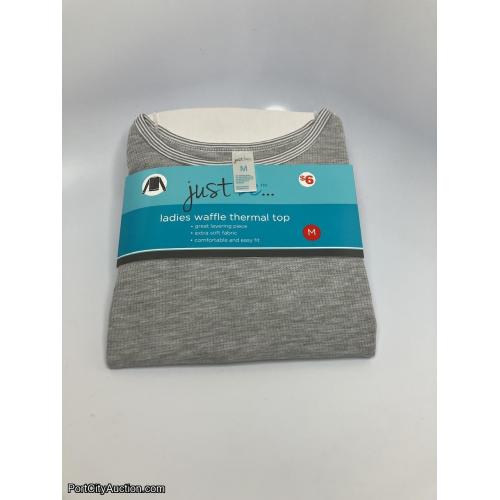 Ladies Grey Waffle Print Top - Size Medium