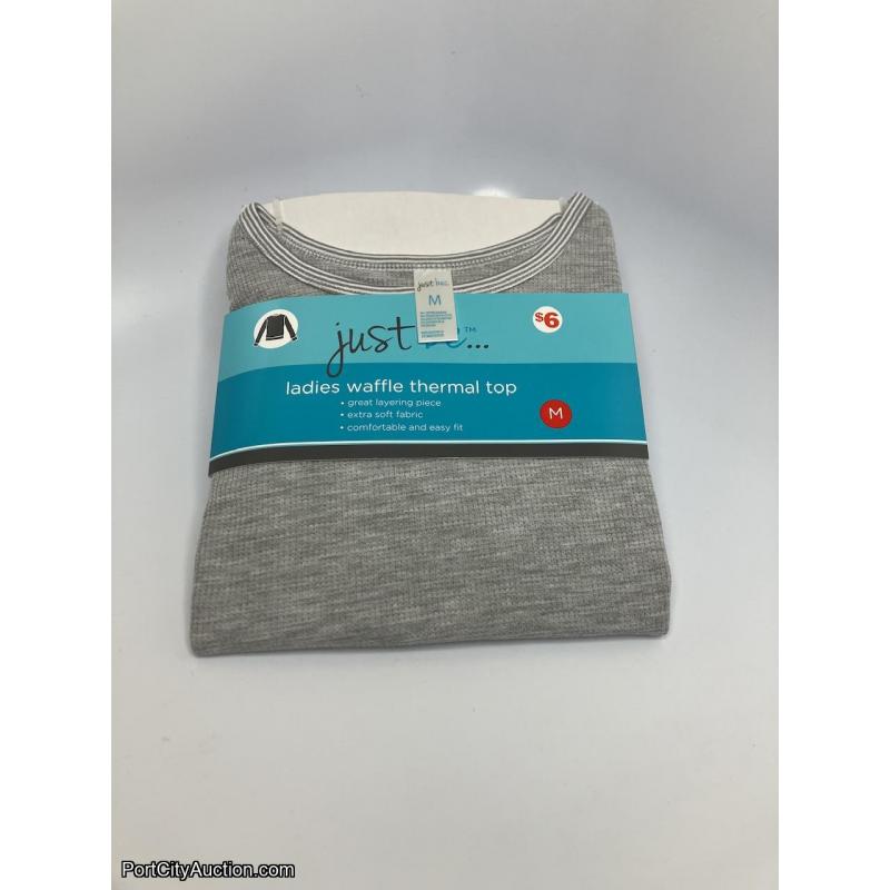 Ladies Grey Waffle Print Top - Size Medium