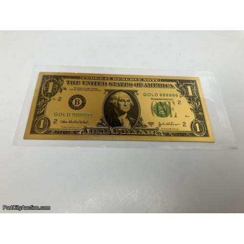 Golden Foil $1 Bill Collectible Replica Bank Note