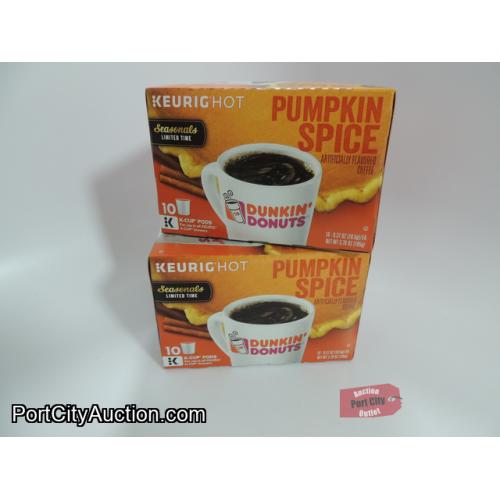 Lot of 2 Dunkin Donuts Pumpkin Spice Limited Time Seasonals K-Cup Pods