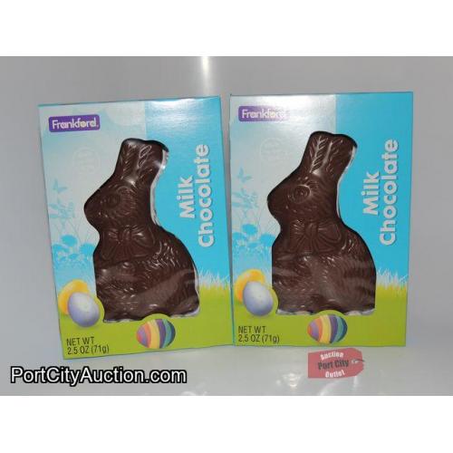 Lot of 2 Frankford Solid Milk Chocolate Bunny