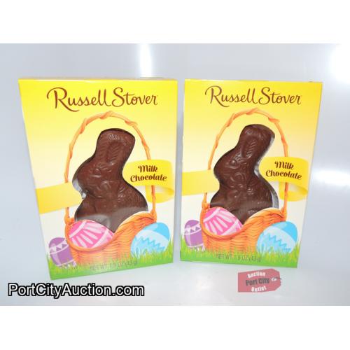 Lot of 2 Russell Stover Solid Milk Chocolate Bunny