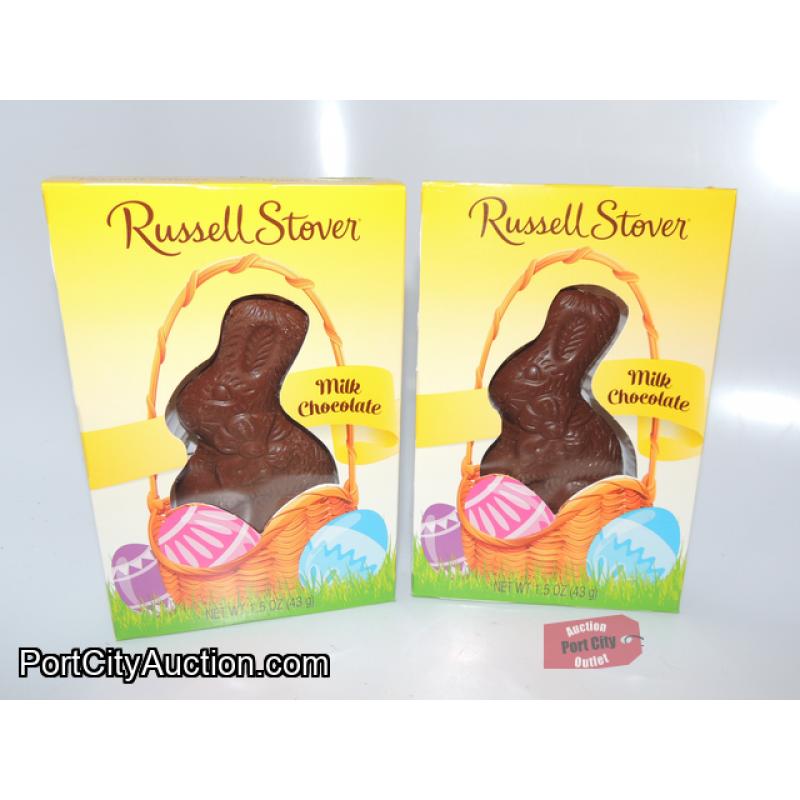 Lot of 2 Russell Stover Solid Milk Chocolate Bunny